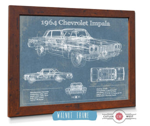 20" x 16" / Walnut Frame Cutler West 1964 Chevrolet Impala Original Blueprint Art