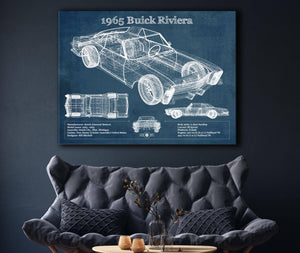 Cutler West 1965 Buick Riviera Vintage Blueprint Auto Print