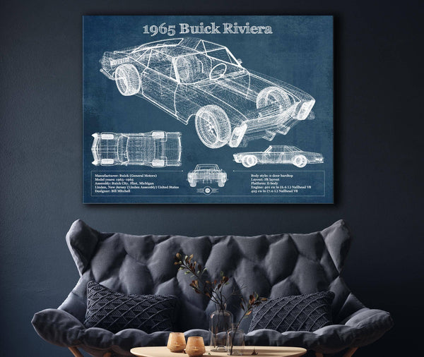 Cutler West 1965 Buick Riviera Vintage Blueprint Auto Print