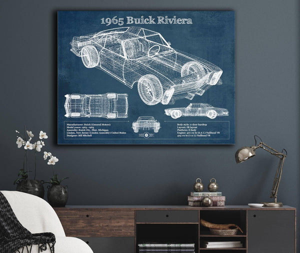Cutler West 1965 Buick Riviera Vintage Blueprint Auto Print