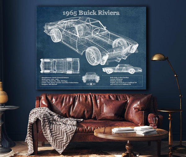 Cutler West 1965 Buick Riviera Vintage Blueprint Auto Print