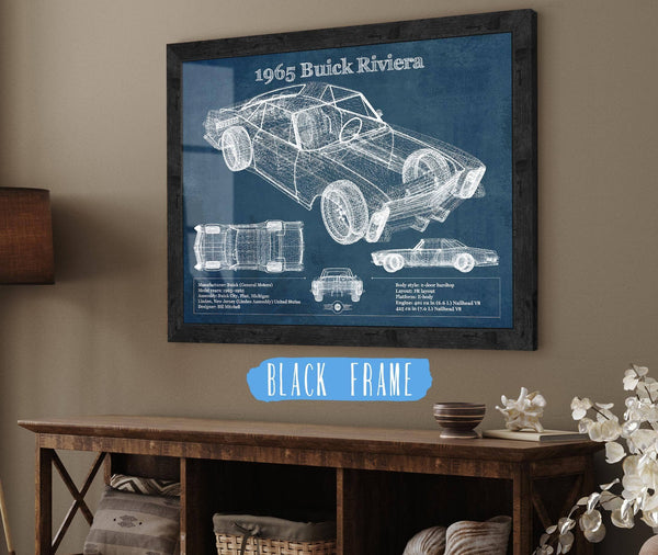 14" x 11" / Greyson Frame Cutler West 1965 Buick Riviera Vintage Blueprint Auto Print