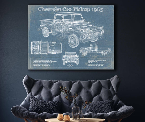 Cutler West 1965 Chevrolet C10 Pickup Vintage Blueprint Auto Print