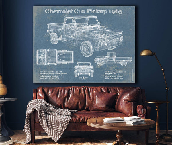 Cutler West 1965 Chevrolet C10 Pickup Vintage Blueprint Auto Print