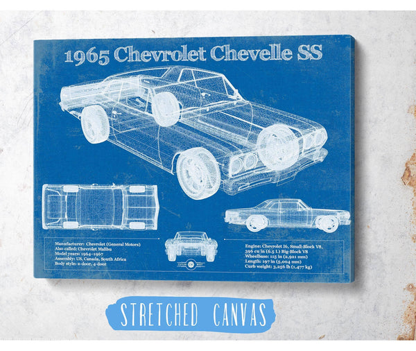 Cutler West 1965 Chevrolet Chevelle Malibu SS Vintage Blueprint Auto Print
