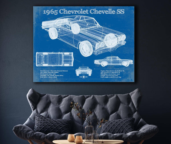 Cutler West 1965 Chevrolet Chevelle Malibu SS Vintage Blueprint Auto Print