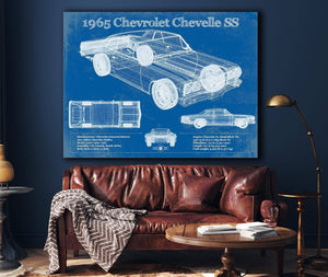 Cutler West 1965 Chevrolet Chevelle Malibu SS Vintage Blueprint Auto Print