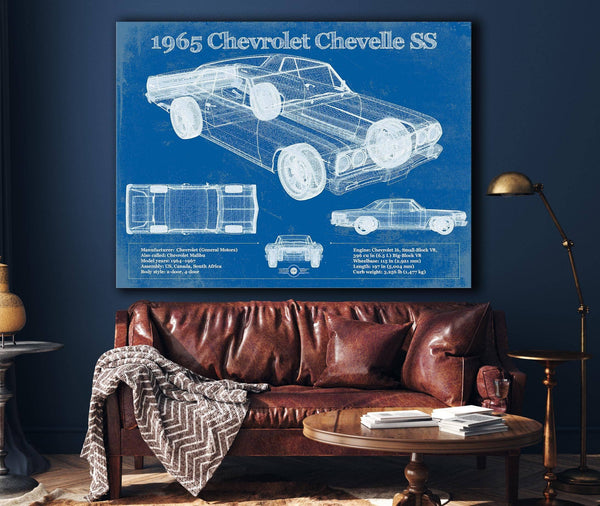 Cutler West 1965 Chevrolet Chevelle Malibu SS Vintage Blueprint Auto Print