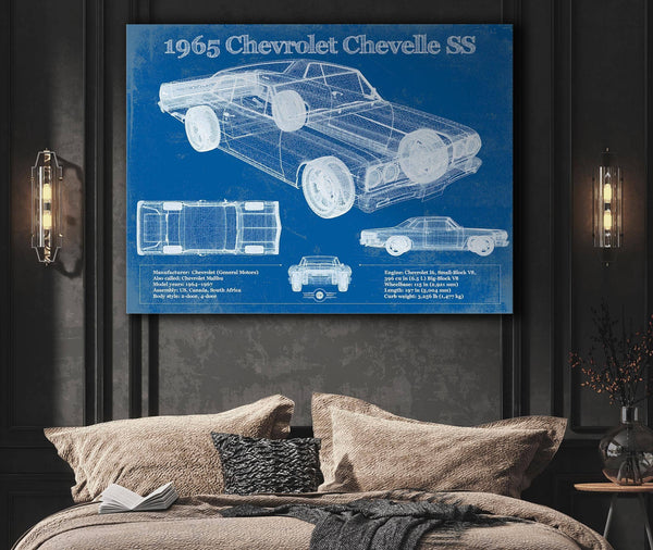 Cutler West 1965 Chevrolet Chevelle Malibu SS Vintage Blueprint Auto Print