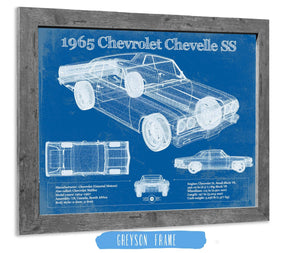 14" x 11" / Greyson Frame Cutler West 1965 Chevrolet Chevelle Malibu SS Vintage Blueprint Auto Print