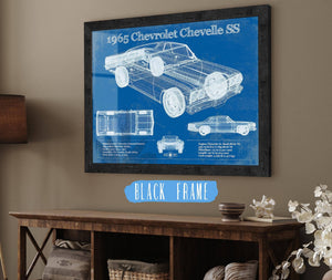 20" x 16" / Black Frame Cutler West 1965 Chevrolet Chevelle Malibu SS Vintage Blueprint Auto Print