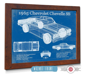 20" x 16" / Walnut Frame Cutler West 1965 Chevrolet Chevelle Malibu SS Vintage Blueprint Auto Print