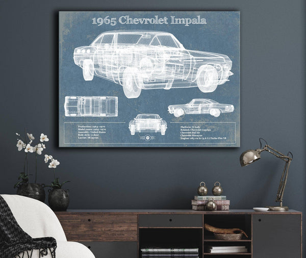Cutler West 1965 Chevrolet Impala Blueprint Vintage Auto Print