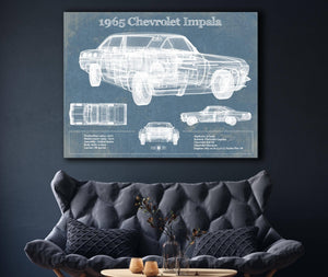 Cutler West 1965 Chevrolet Impala Blueprint Vintage Auto Print