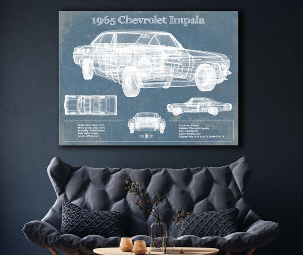 Cutler West 1965 Chevrolet Impala Blueprint Vintage Auto Print