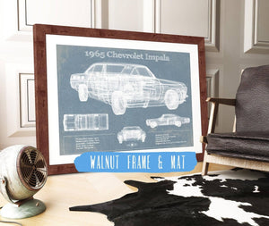 20" x 16" / Walnut Frame & Mat Cutler West 1965 Chevrolet Impala Blueprint Vintage Auto Print