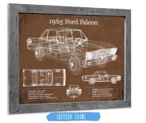 14" x 11" / Greyson Frame Cutler West 1965 Ford Falcon Blueprint Vintage Auto Print