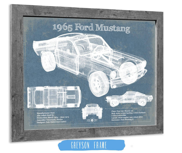 14" x 11" / Greyson Frame Cutler West 1965 Ford Mustang Fastback Original Blueprint Art