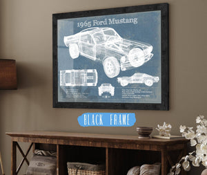 20" x 16" / Black Frame Cutler West 1965 Ford Mustang Fastback Original Blueprint Art