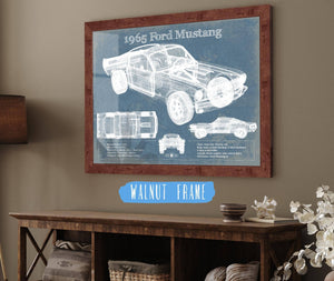 20" x 16" / Walnut Frame Cutler West 1965 Ford Mustang Fastback Original Blueprint Art