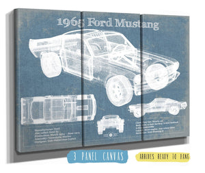 36" x 24" / 3 Panel Canvas Wrap Cutler West 1965 Ford Mustang Fastback Original Blueprint Art