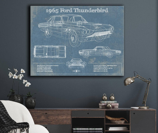 Cutler West 1965 Ford Thunderbird Blueprint Vintage Auto Print