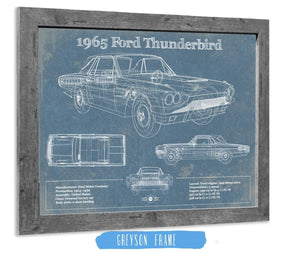 14" x 11" / Greyson Frame Cutler West 1965 Ford Thunderbird Blueprint Vintage Auto Print