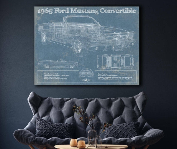 Cutler West 1965 Mustang Convertible Blueprint Vintage Auto Print