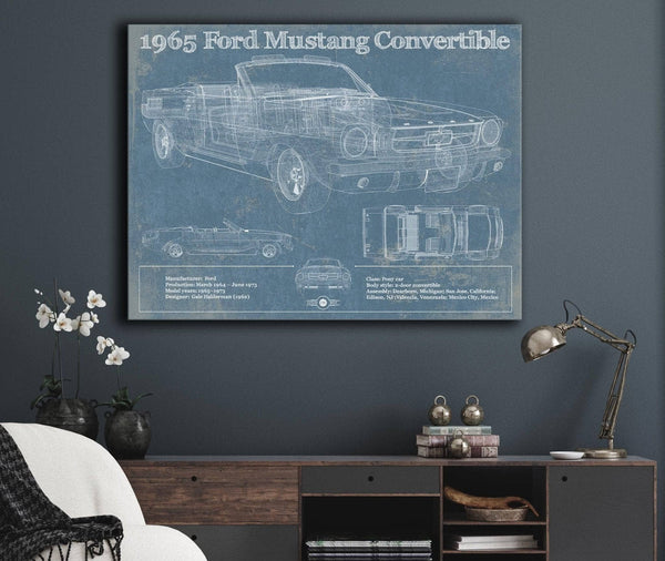 Cutler West 1965 Mustang Convertible Blueprint Vintage Auto Print