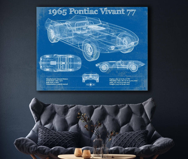 Cutler West 1965 Pontiac Vivant 77 Vintage Blueprint Auto Print