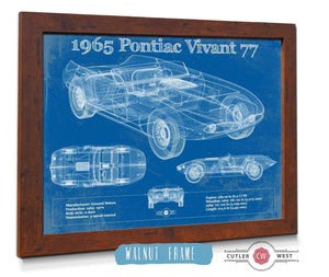 20" x 16" / Walnut Frame Cutler West 1965 Pontiac Vivant 77 Vintage Blueprint Auto Print