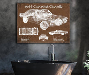 Cutler West 1966 Chevelle Chevelle (Malibu) SS-396 Hardtop Coupe Original Blueprint Art