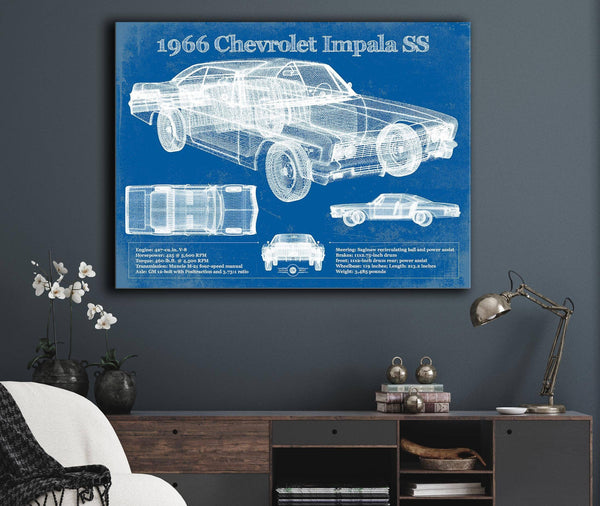 Cutler West 1966 Chevrolet Impala SS Blueprint Vintage Auto Print