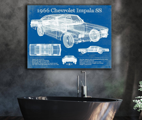 Cutler West 1966 Chevrolet Impala SS Blueprint Vintage Auto Print