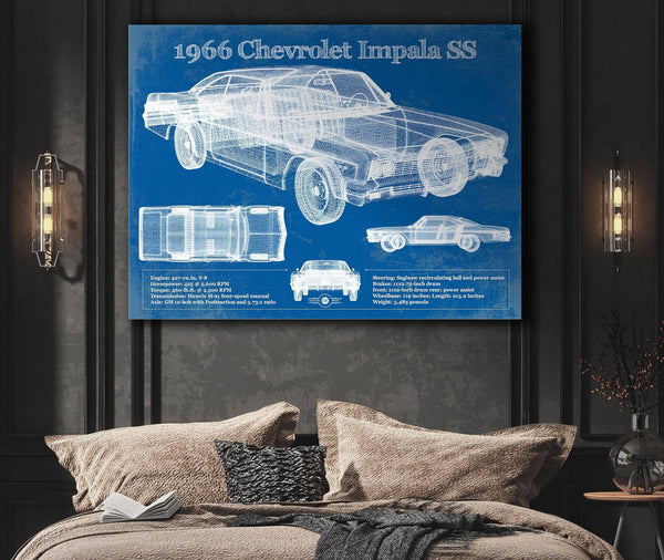 Cutler West 1966 Chevrolet Impala SS Blueprint Vintage Auto Print