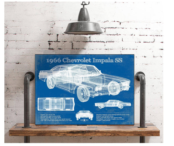 Cutler West 1966 Chevrolet Impala SS Blueprint Vintage Auto Print