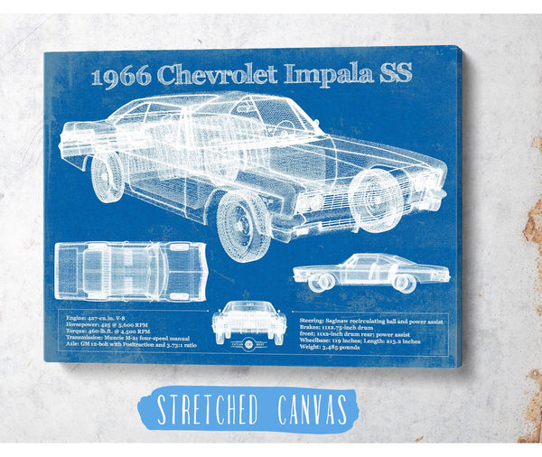 Cutler West 1966 Chevrolet Impala SS Blueprint Vintage Auto Print