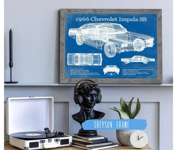 Cutler West 1966 Chevrolet Impala SS Blueprint Vintage Auto Print