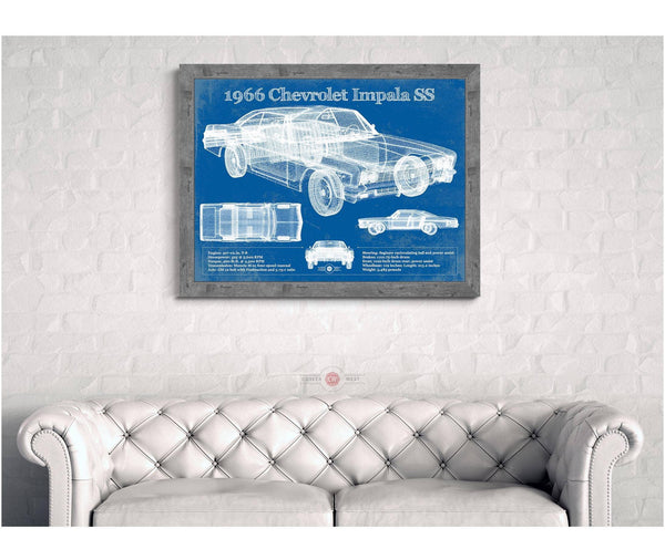 Cutler West 1966 Chevrolet Impala SS Blueprint Vintage Auto Print