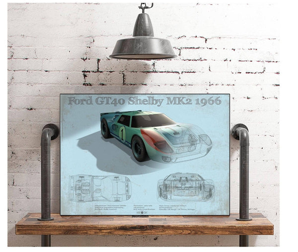 Cutler West 1966 Ford GT40 Shelby MK2 Sports Car Print