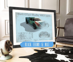 20" x 16" / Black Frame & Mat Cutler West 1966 Ford GT40 Shelby MK2 Sports Car Print