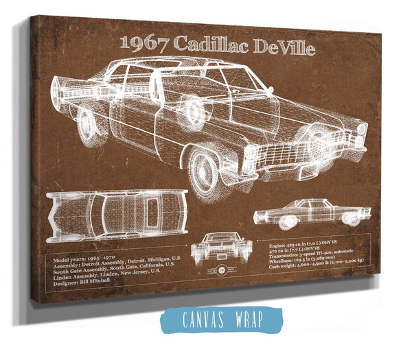 Cutler West 1967 Cadillac DeVille Blueprint Vintage Auto Print