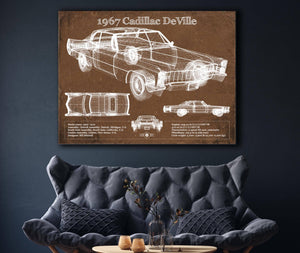Cutler West 1967 Cadillac DeVille Blueprint Vintage Auto Print