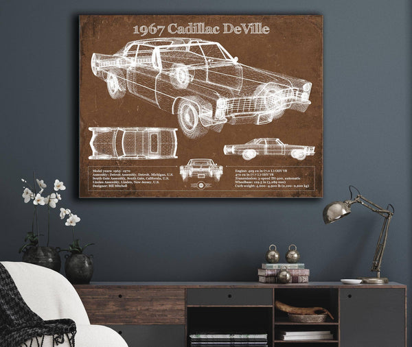 Cutler West 1967 Cadillac DeVille Blueprint Vintage Auto Print