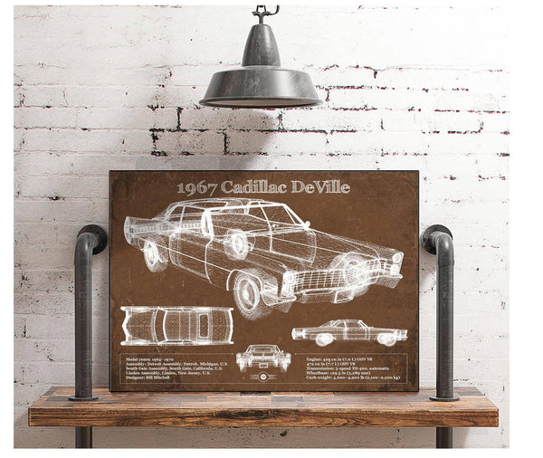 Cutler West 1967 Cadillac DeVille Blueprint Vintage Auto Print