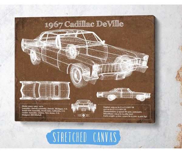 Cutler West 1967 Cadillac DeVille Blueprint Vintage Auto Print