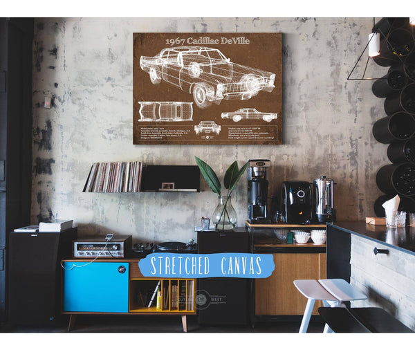 Cutler West 1967 Cadillac DeVille Blueprint Vintage Auto Print