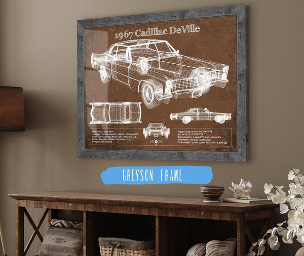 Cutler West 1967 Cadillac DeVille Blueprint Vintage Auto Print