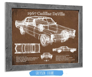 14" x 11" / Greyson Frame Cutler West 1967 Cadillac DeVille Blueprint Vintage Auto Print