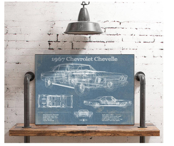 Cutler West 1967 Chevrolet Chevelle Original Blueprint Art